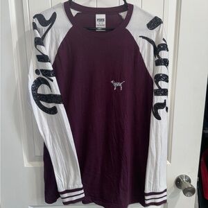 Pink Victoria Secret 
Long sleeve sequin shirt